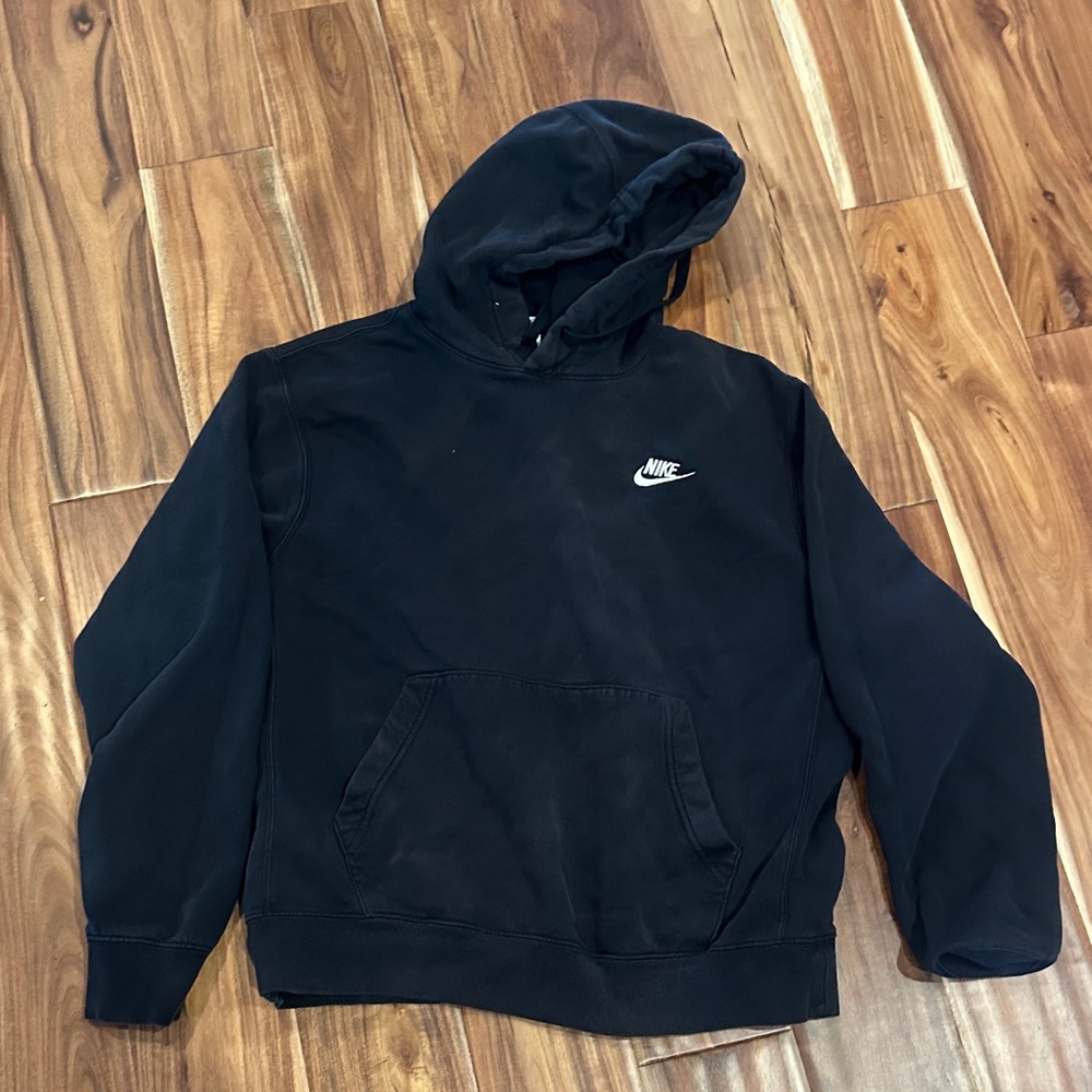Nike Men's Black Hoodie with White Logo